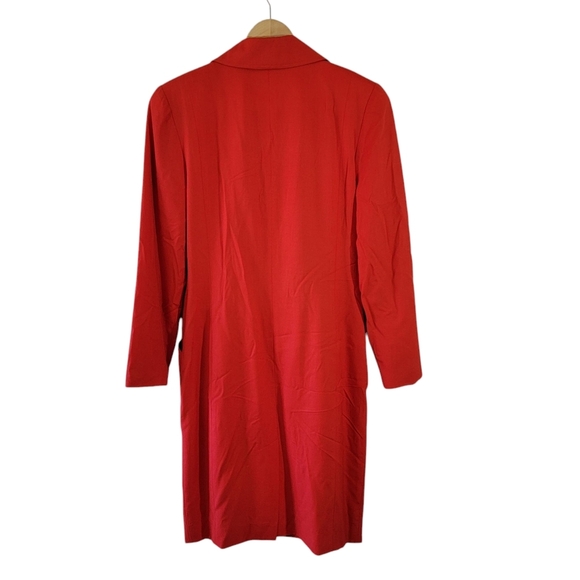 VTG Neiman Marcus Linen Blend Dress Coat Sz L Red Pocket Contemporary Old Money - Picture 2 of 12